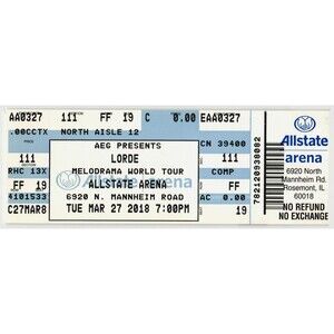 2018 Lorde Mitski Tove Stryke Run the Jewels Concert Ticket Stub Rosemont IL